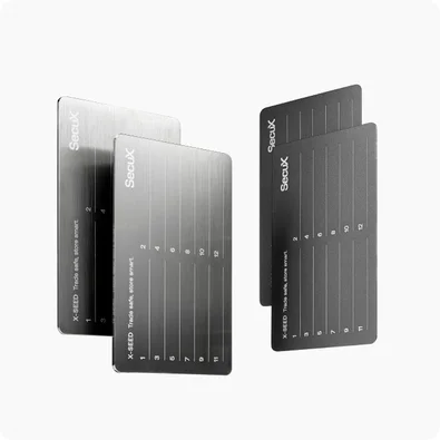 Placa de Recuperação SecuX X-SEED PLUS, Alumínio Aeroespacial, Backup de 24 Palavras, Resistente a Fogo e Água, Prata - 98-100-000200
