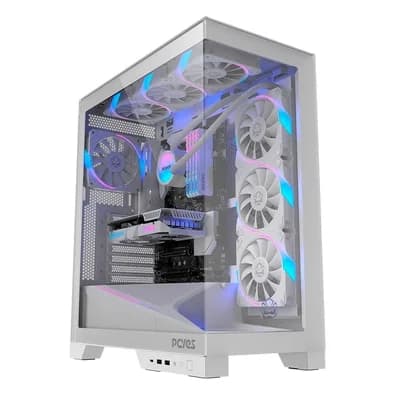 Gabinete Gamer PCYES Forcefield Flow, Mid Tower, RGB, Lateral em Vidro, White Ghost - Gfffwg