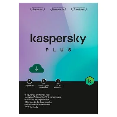 Kaspersky Antivírus Plus 3 Dispositivos 1 Ano, Digital para Download - KL1042KDCFS