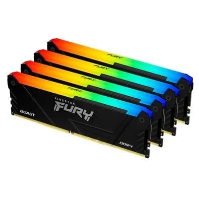 Memória RAM Kingston Fury Beast, RGB, 128GB (4x32GB), 3600MHz, DDR4, CL17, Preto - KF436C18BB2AK4/128