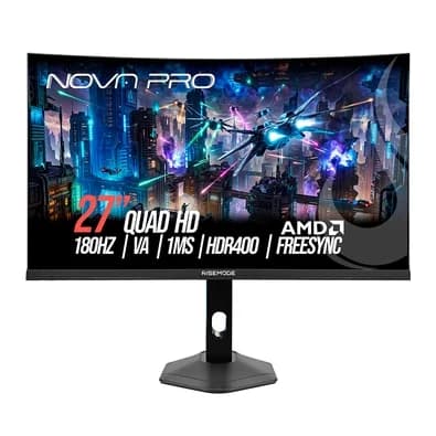 Monitor Gamer Curvo Rise Mode Nova Pro 27", QHD, 180Hz, 1ms, VA, HDMI e DisplayPort, Altura Ajustável, Som Integrado, Preto - RM-MONV01-27C1802K-B