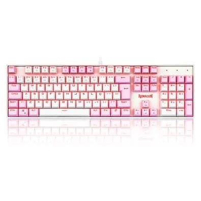 Teclado Mecânico Gamer Redragon Single Color Mitra, Switch Blue, ABNT2, Branco e Rosa - K551WP (PT-BLUE)