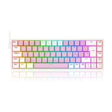 Teclado Mecânico Gamer Redragon Castor, RGB, Switch Brown, ABNT2, Rosa e Branco - K631PW-RGB (PT-BROWN)