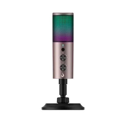 Microfone Gamer Rise Mode Elite 06 RGB, USB-C, Estilo Retrô Podcast, Preto e Ocre - RM-ME-06-BOC