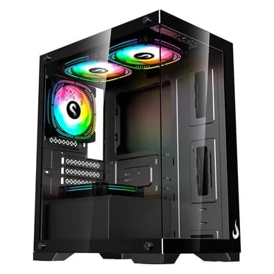 Gabinete Gamer Rise Mode Crystal Glass 01, Mid Tower, Lateral e Frontal em vidro, Preto - RM-CA-CY-01-FB