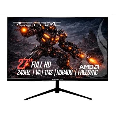 Monitor Gamer Curvo Rise Mode Prime 27", Full HD, 240Hz, 1ms, VA, FreeSync, HDR 400 HDMI e DisplayPort, Preto - RM-MOG-27C240FH-B