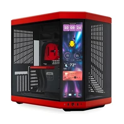 Gabinete Gamer HYTE Y70 Touch Infinite, Mid Tower, EATX, Tela LCD 14.5", Black Cherry - CS-HYTE-Y70TI-RB
