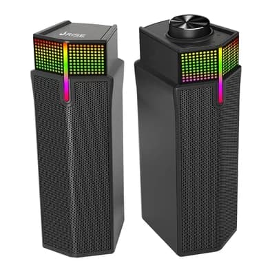 Caixa de Som Gamer Rise Mode Laser S2, RGB Rainbow, Bluetooth e P2 3.5mm, 5Wx2, Preto - RM-SPL-02-RGB