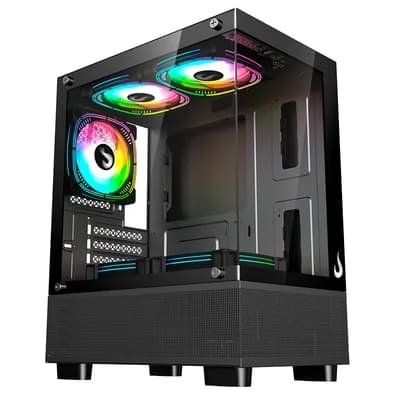 Gabinete Gamer Rise Mode Crystal Glass 02, Mid Tower, Lateral e Frontal em vidro, Preto - RM-CA-CY-02-FB