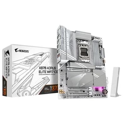 Placa-Mãe Gigabyte X870 AORUS ELITE WF7 ICE, AM5, ATX, DDR5, PCIe 5.0, RGB, Wi-Fi 7, Bluetooth, Branco - X870 A ELITE WF7 ICE