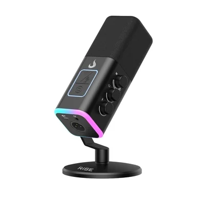 Microfone Gamer De Mesa Rise Mode Noisy Cube 01, RGB, USB, Preto - RM-MNC-01-B
